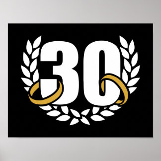 30 years 30th wedding anniversary wreath poster