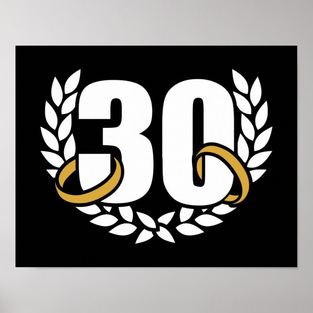 30 years 30th wedding anniversary wreath poster (Front)