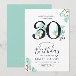 30 Years Growing 30th Birthday Eucalyptus Invitation