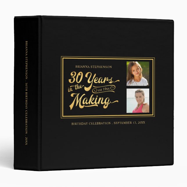 30 YEARS IN THE MAKING Retro Birthday Photo Album Binder (Front/Spine)