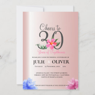 30 Years marriage Anniversary Invitation Floral