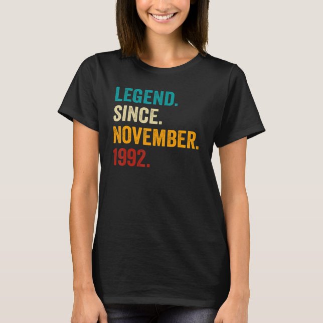 30 Years Old  30th Bday Men Legend Since November  T-Shirt (Front)