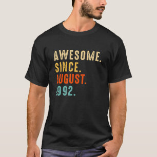 30 Years Old Awesome Since August 1992 30th Birthd T-Shirt
