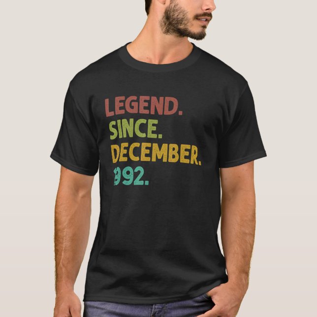 30 Years Old Legend Since December 1992 30th Birth T-Shirt (Front)