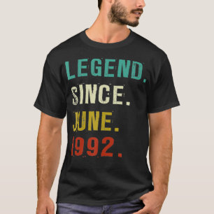 30 Years Old Legend Since June 1992 30th Birthday  T-Shirt