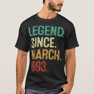 30 Years Old Legend Since March 1993 30th Birthday T-Shirt