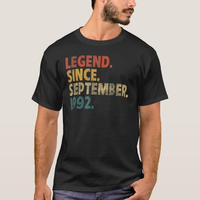 30 Years Old  Legend Since September 1992 30th Bir T-Shirt (Front)