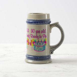 30 YR OLD & READY TO PARTY BEER STEIN