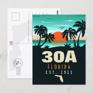 30a Route Florida Retro Sunset Souvenirs 60s Postcard