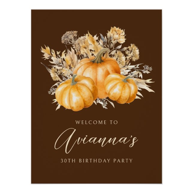 30e anniversaire Citrouille Rustic Automne Affiche (Devant)