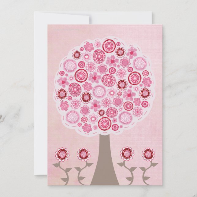 30e anniversaire Designer Pink Tree Invitation (Devant)