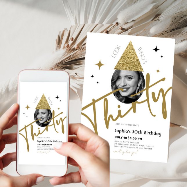 30e anniversaire d'or Invitation avec photo (Créateur téléchargé)