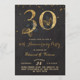 30e anniversaire Gold Floral Invitation