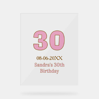 30e anniversaire gras rose nom date simple mi