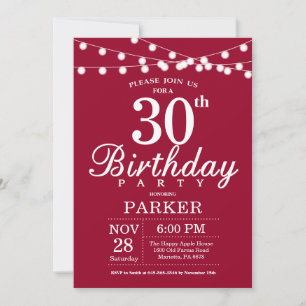 30e anniversaire Invitation Bourgogne Rouge
