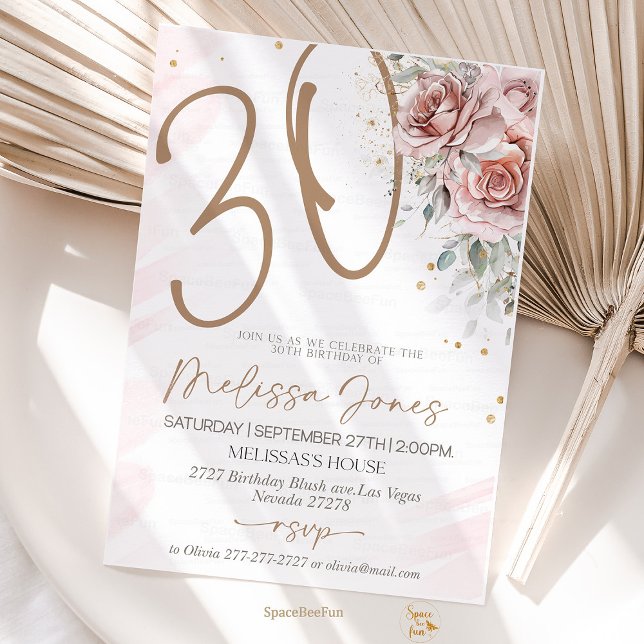 30e anniversaire Invitation Brunch Invitation (30th birthday Invitation,Brunch Invitation,30th birthday invite,for her Adult Birthday,boho party bi)