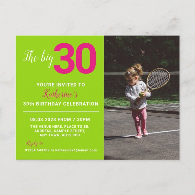 30e anniversaire Invitation Carte photo Lime (Devant)