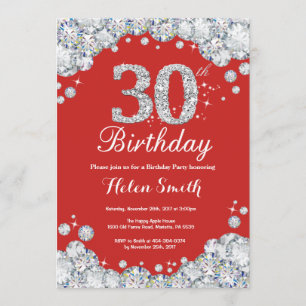30e anniversaire Invitation Diamant rouge et argen