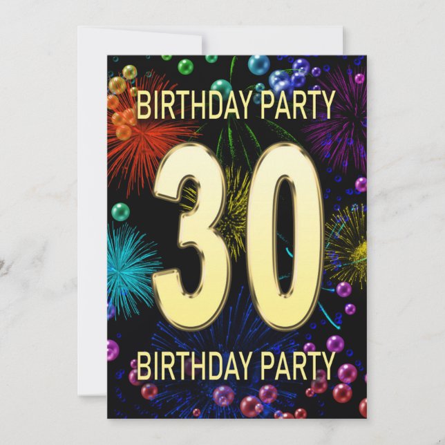 30e anniversaire Invitation fête feux d'artifice (Devant)