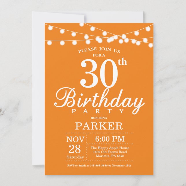 30e anniversaire Invitation Orange (Devant)