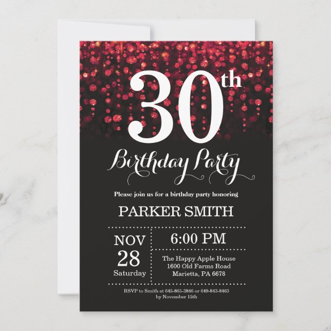30e anniversaire Invitation Parties scintillant ro (Devant)