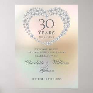 30e anniversaire Mariage Affiche de bienvenue Pear