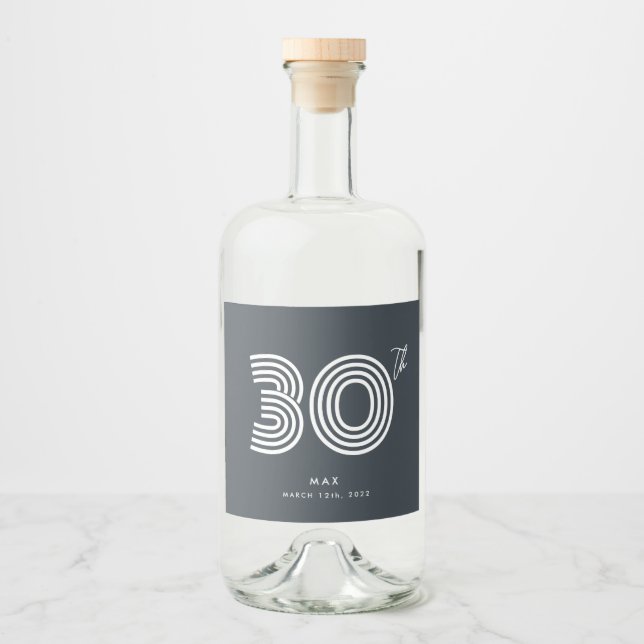 30e anniversaire minimaliste Étiquette de bouteill (Devant)