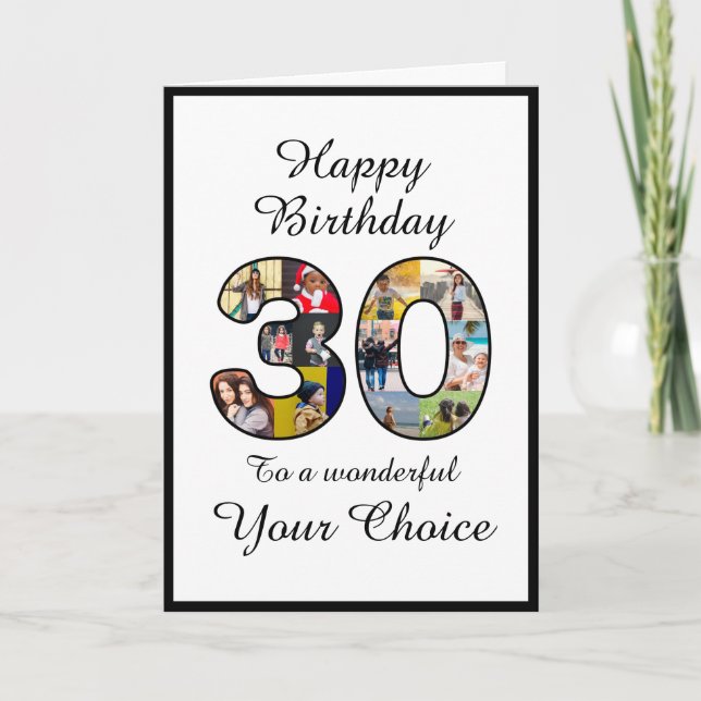 30e anniversaire Noir Blanc Élégant Modèle photo (Devant)