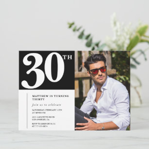 30e anniversaire noir et blanc Invitations