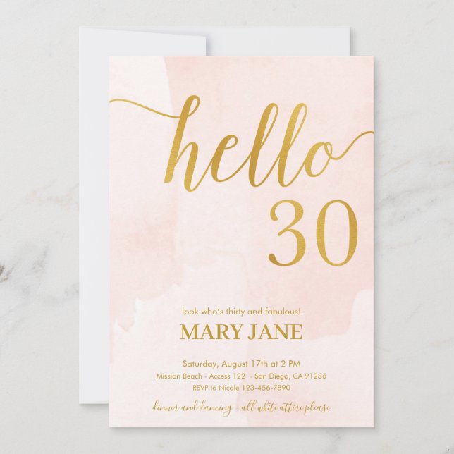 30e anniversaire rose et or Invitation (Devant)