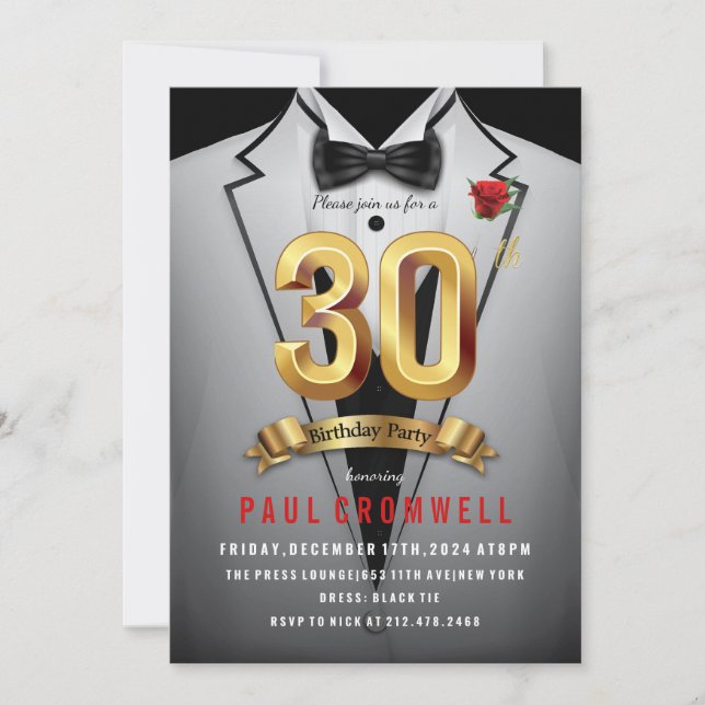 30e anniversaire Tuxedo Invitation (Devant)