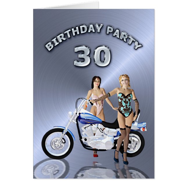 30e fête d'anniversaire avec une fille et moto (Devant)