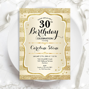 30e fête d'anniversaire - Gold Invitation