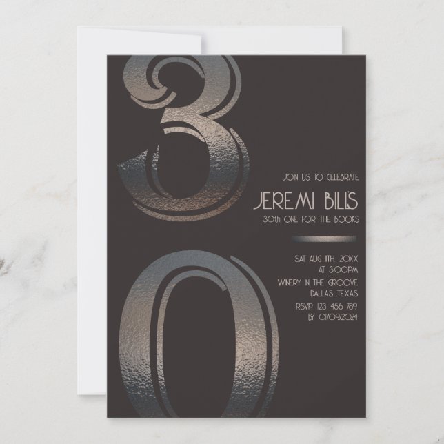 30e Invitation minimaliste (Devant)