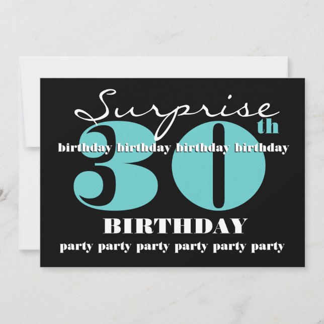 30e SURPRISE Invitation de fête d'anniversaire Aqu (Devant)