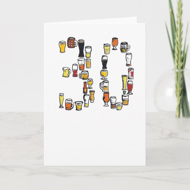 30ème carte d'anniversaire, carte de bière (Devant)