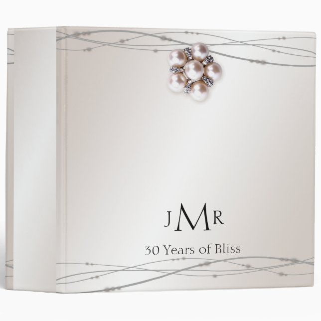 30ème classeur d'anniversaire de mariage de perle (Devant/Côté)