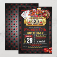 30ème invitation d'anniversaire de casino