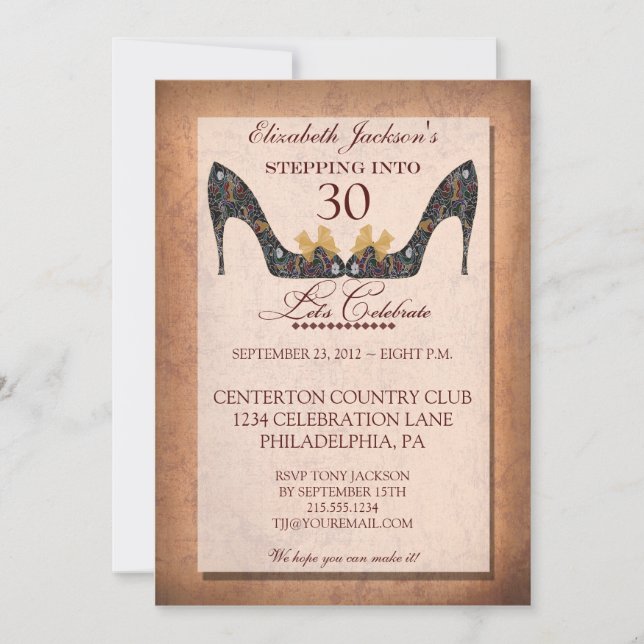 30ème invitation d'anniversaire de chaussure (Devant)