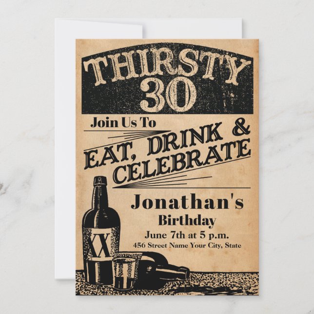 30ème invitation d'anniversaire de whiskey (Devant)