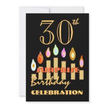 30ème Invitation de bougies d'or de fête