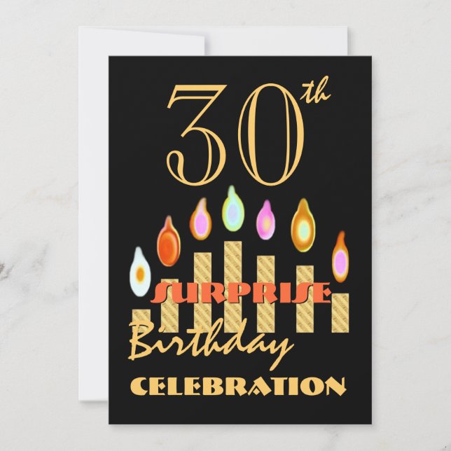 30ème Invitation de bougies d'or de fête (Devant)