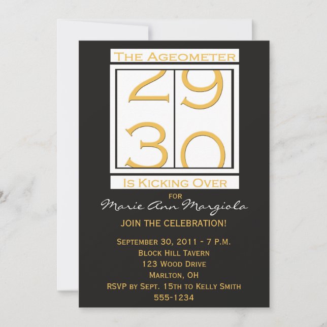 30ème invitation de fête d'anniversaire (Devant)