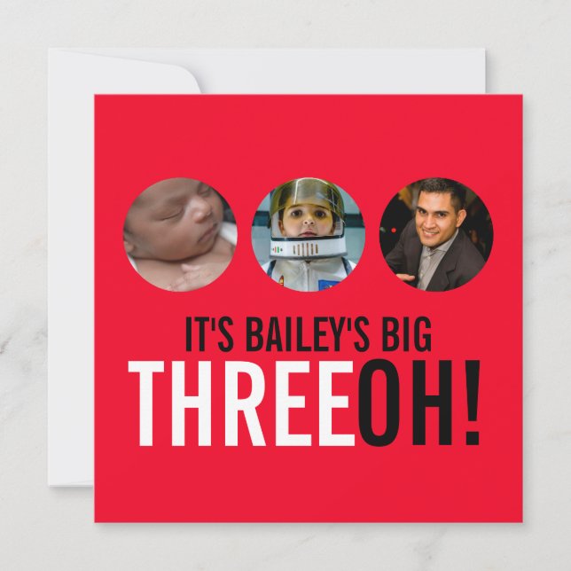 30ème THREEOH ! rouge et noir photo invitation d'a (Devant)