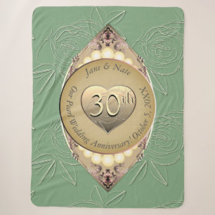 30th & 12th Pearl Wedding Anniversary Blanket
