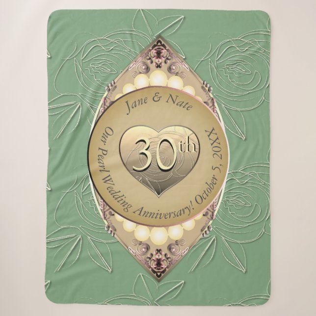 30th & 12th Pearl Wedding Anniversary Blanket (Front)
