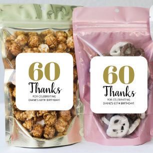 30th 40th 50th 60th 70th 80th Birthday Party Favor Square Sticker