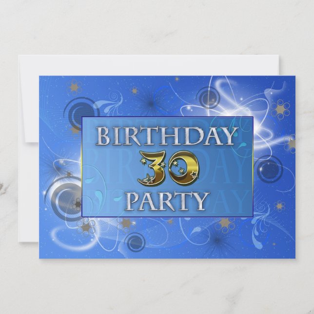 30th Abstract lights Birthday party invitation (Front)