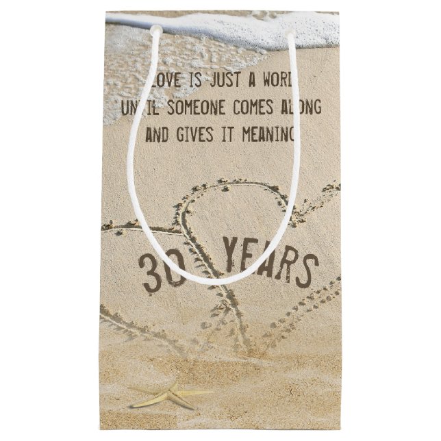 30th Anniversary Beach Hearts and Starfish  Small Gift Bag (Front)