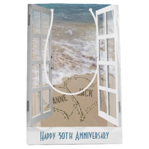 30th Anniversary Beach Hearts Medium Gift Bag